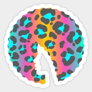 Afro Hair Woman with Animal African Pattern, Black History Sticker